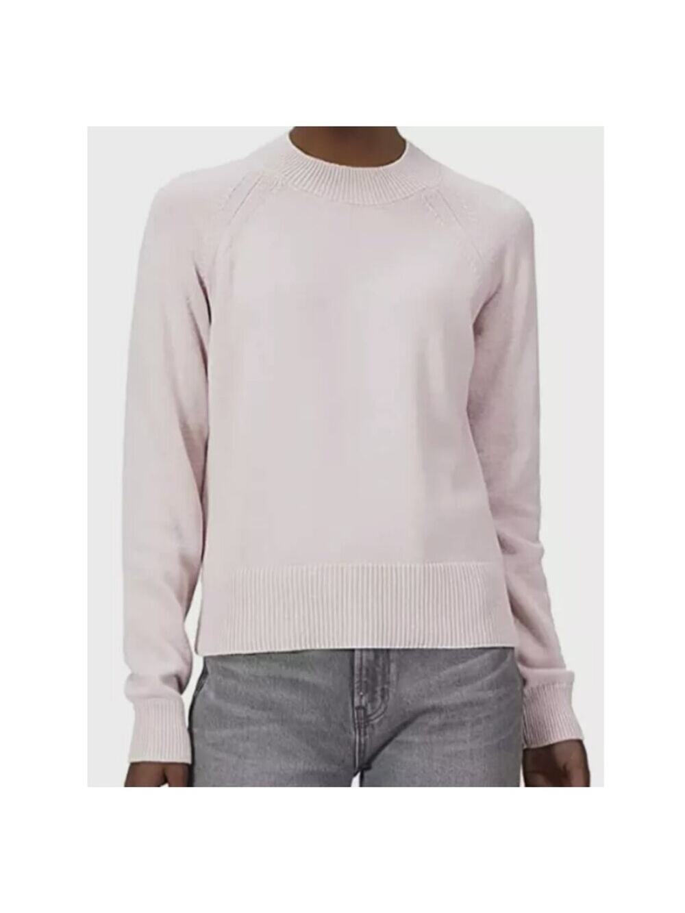 Daily Ritual Women's Cotton Mock Neck Sweater Pastel Pink Size XXL